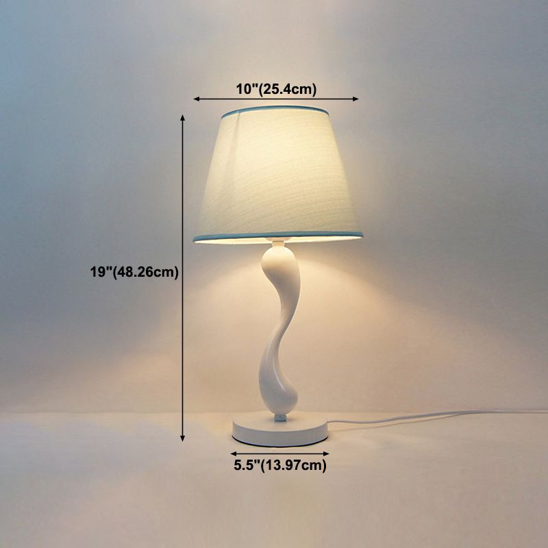 Cone Shape Bedroom Table Lamp Fabric Minimalist-Style Night Table Lamp
