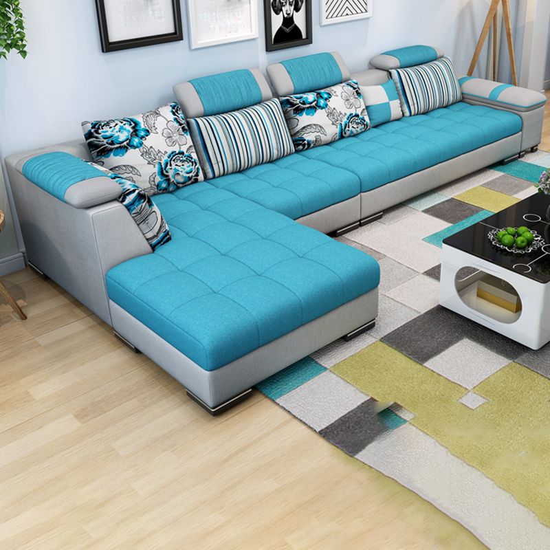 Adjustable 135.82" D x 70.86" W x 33.46" H Pillow Top Arm Sectional Pillowed Back Cushions