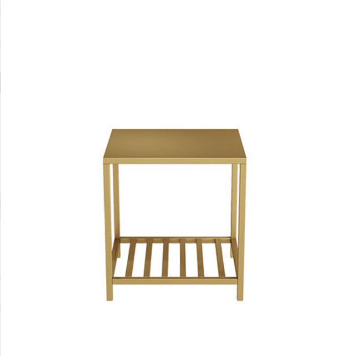 Black 20'' Tall Accent Table Nightstand Modern Metal 1-Shelf Bedside Cabinet