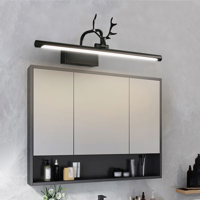 American Style Brass Vanity Light Straight LED Mirror Light with Antlers for Bathroom