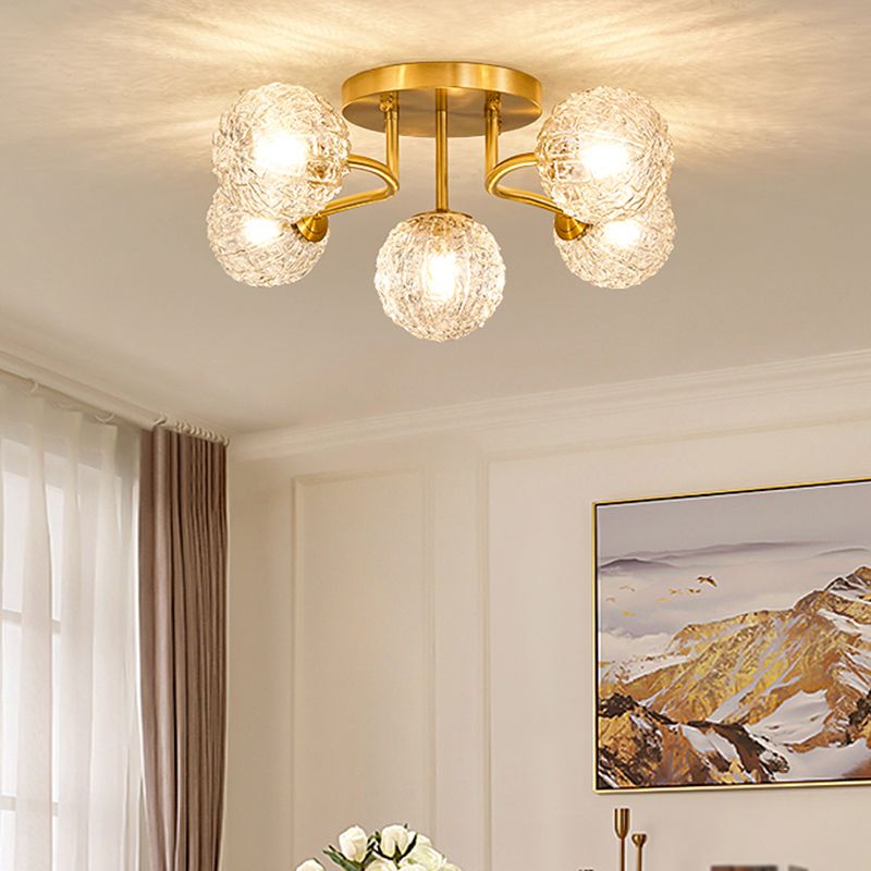 Ball Shape Glass Flush Light Modern Style Multi Lights Flush Mount Fixture