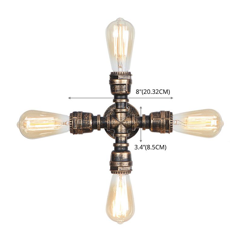 Old Brass Creative Water Pipe Wall Sconce Retro Industrial Style Mini Wall Lamp for Restaurants Bar