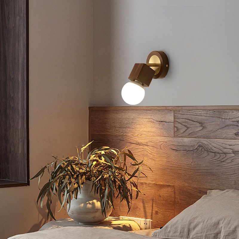 Modern Simple Wooden Wall Light Rectangle Shape Wall Lamp for Living Room