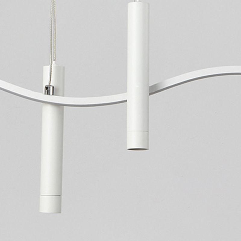 Unique Shape Hanging Lamp Modern 3 Lights Island Chandelier Lights in White Finish