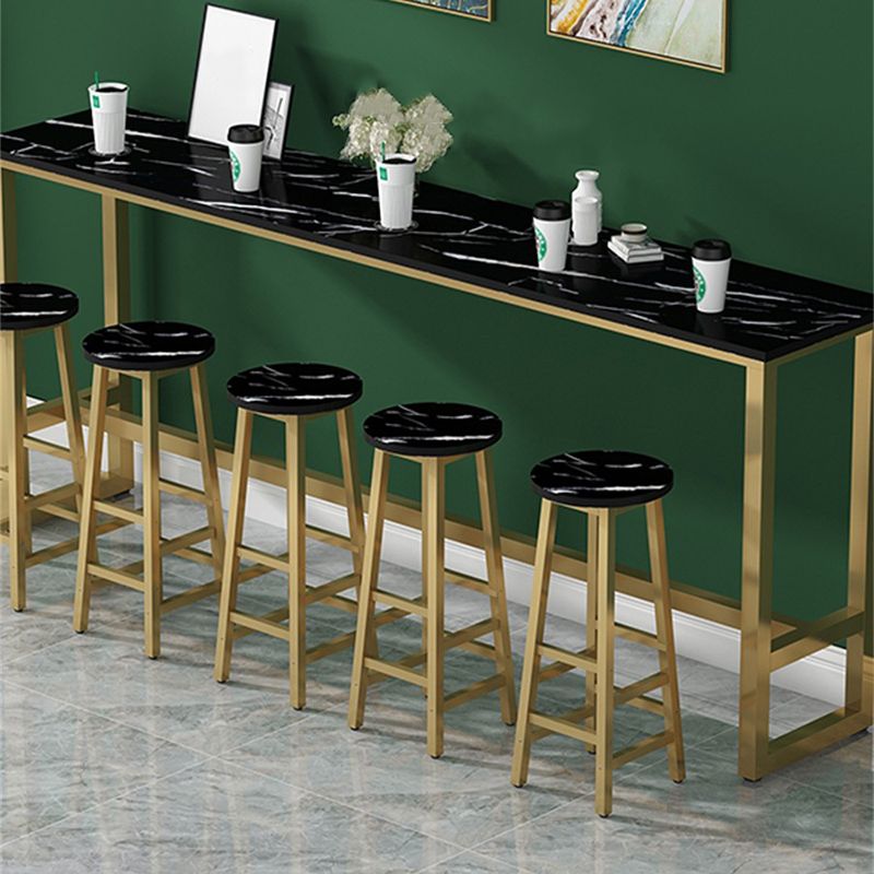 Modern Indoor Bar Dining Table Rectangle Bar Stool Table with Footrest