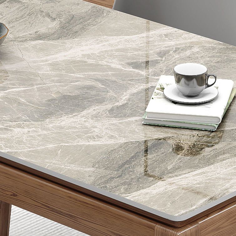 Rectangle Stone Top Dining Table Mid-Century Dining Table for Dining Room