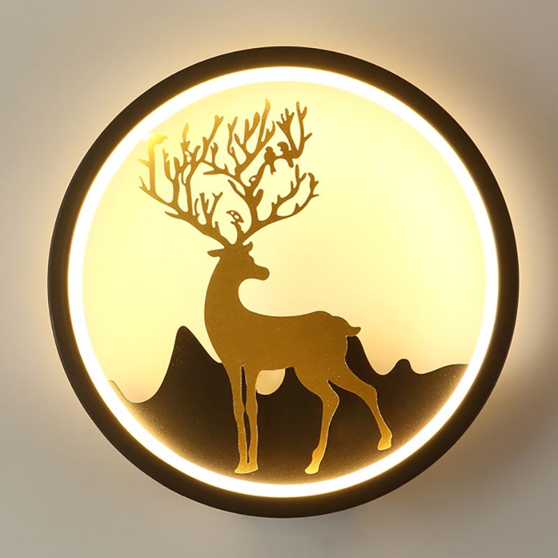 Forma de pared de metal de forma de ciervo estilo moderno de 1 luces de pared de pared.