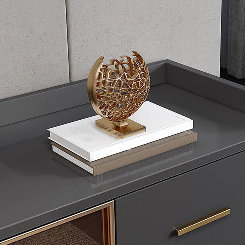 Wood Glass Doors Contemporary Buffet Sideboard with Cabinets and Drawers