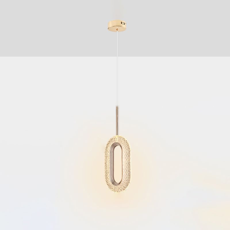 One-Light Oval Acrylic Frame Pendant Light Modern Golden Pendant Lighting