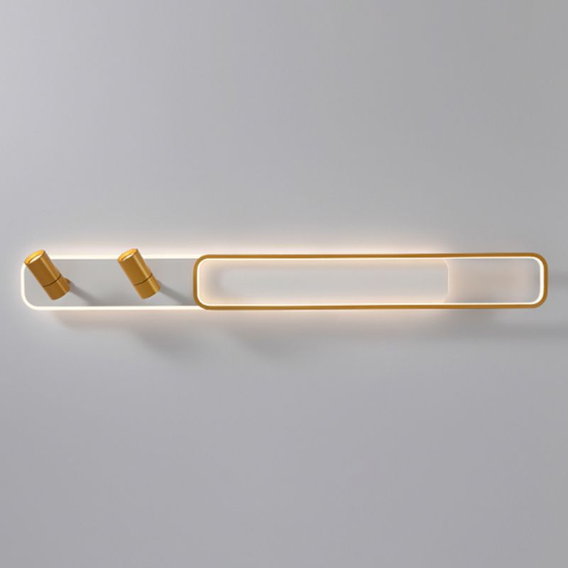 LED rectangulaire à LED semi-fluste plafonnier dans la simplicité moderne Métal monture à chasse d'eau intérieure avec une teinte acrylique