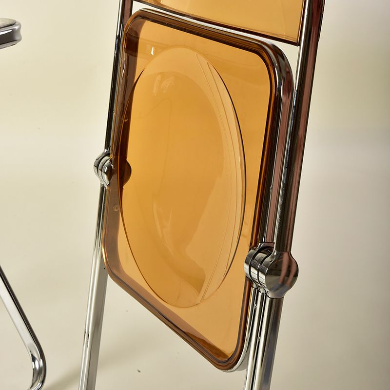 Modern Foldable Backrest Acrylic Chair with Metal Legs for Dining Room