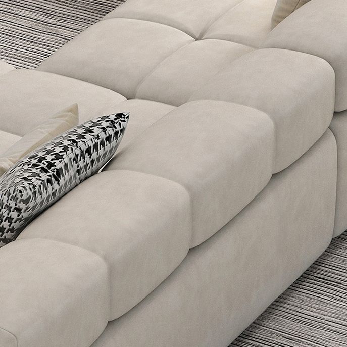 Scandinavian Sectional Sofa with Tigh Back and Square Arm for Living Room