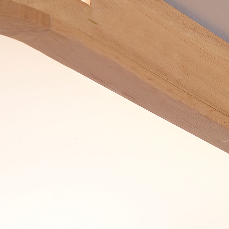 Plafonnier carré moderniste en bois beige, lampe LED à encastrer en blanc/lumière chaude/naturelle, 12"/16"/19,5"/23,5" de large