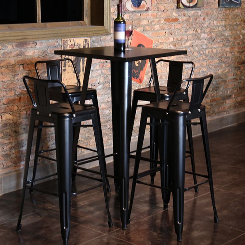 Industrial Black Metal Counter Stools Low Back Bristol Bar Stools with Square Seat
