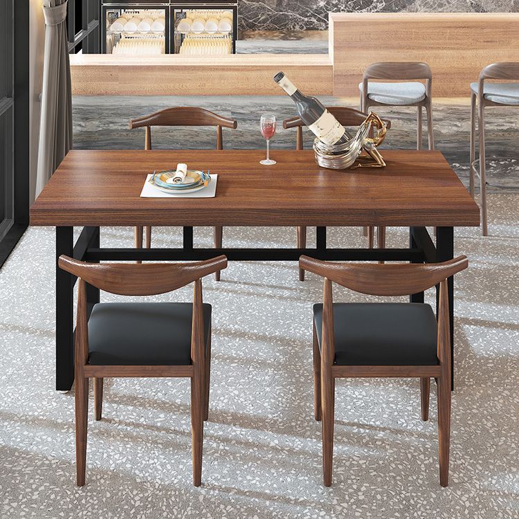 Industrial Dining Room Table Solid Wood Rectangle Dinette Table in Brown