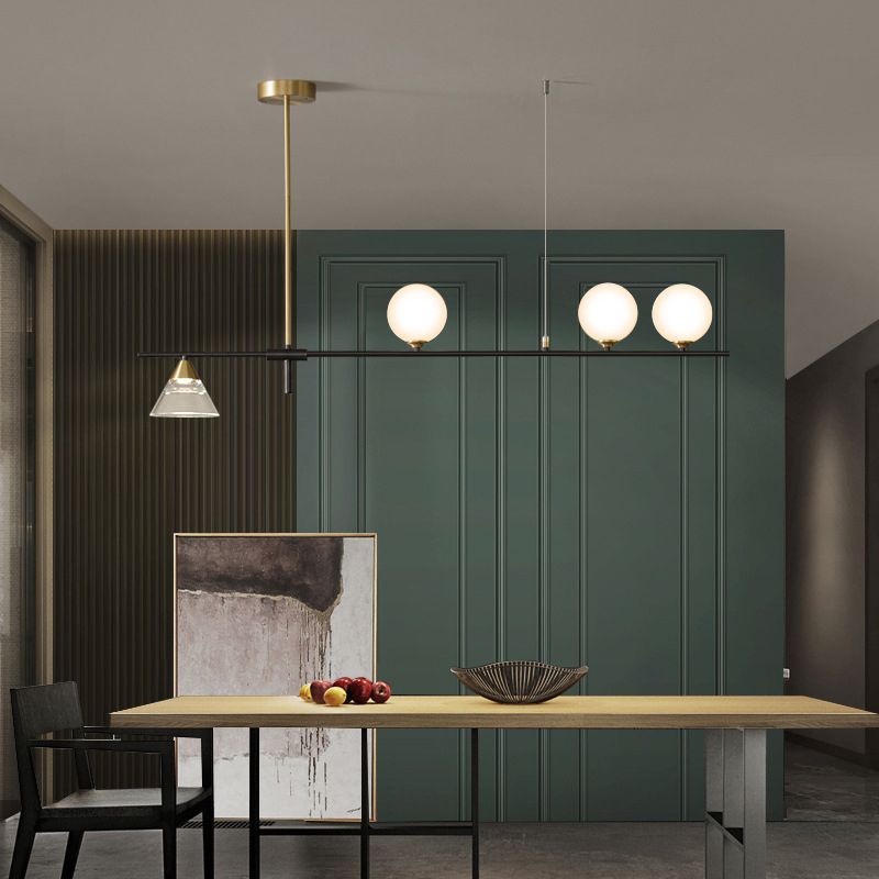 Glass Globe Island Pendant Lighting Modern Multiple-Light Island Light Fixtures