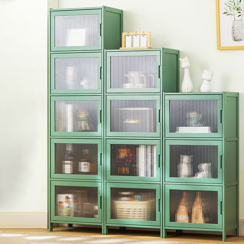 Contemporary Green Wood Accent Cabinet Rectangle Grooves Accent Cabinet