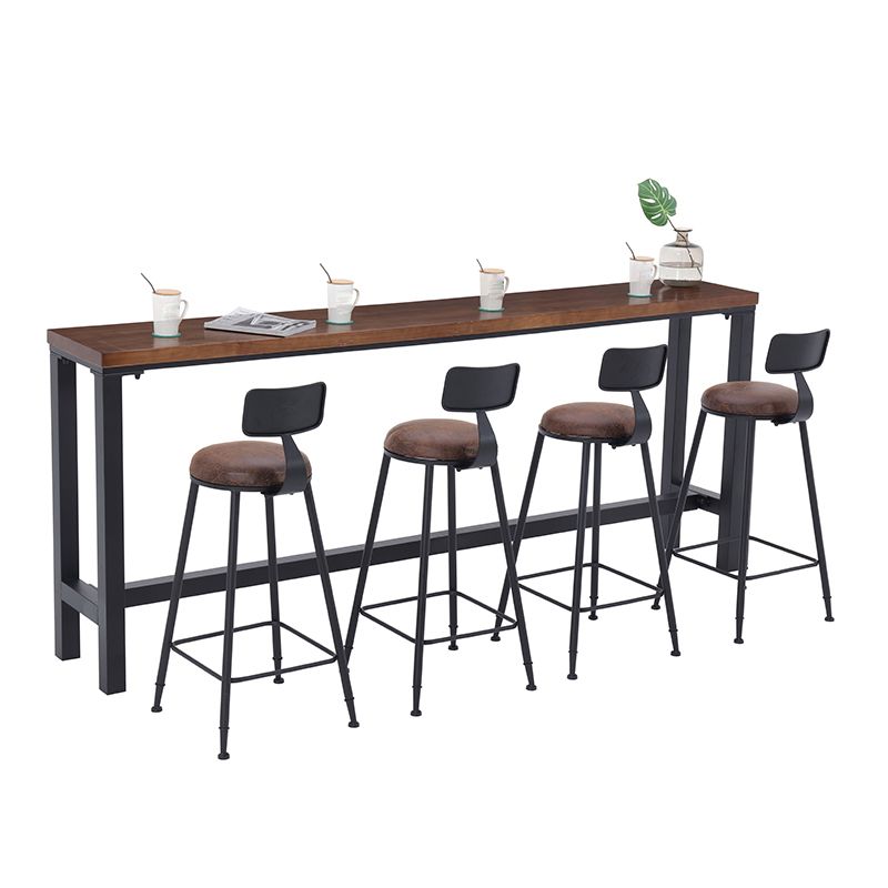Industrial Low Back Counter & Bar Stool in Black and Brown for Restaurant