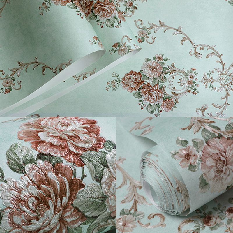 Papier peint intissé avec pivoines de campagne, lavable, couleur pastel, décoration murale pour salle à manger