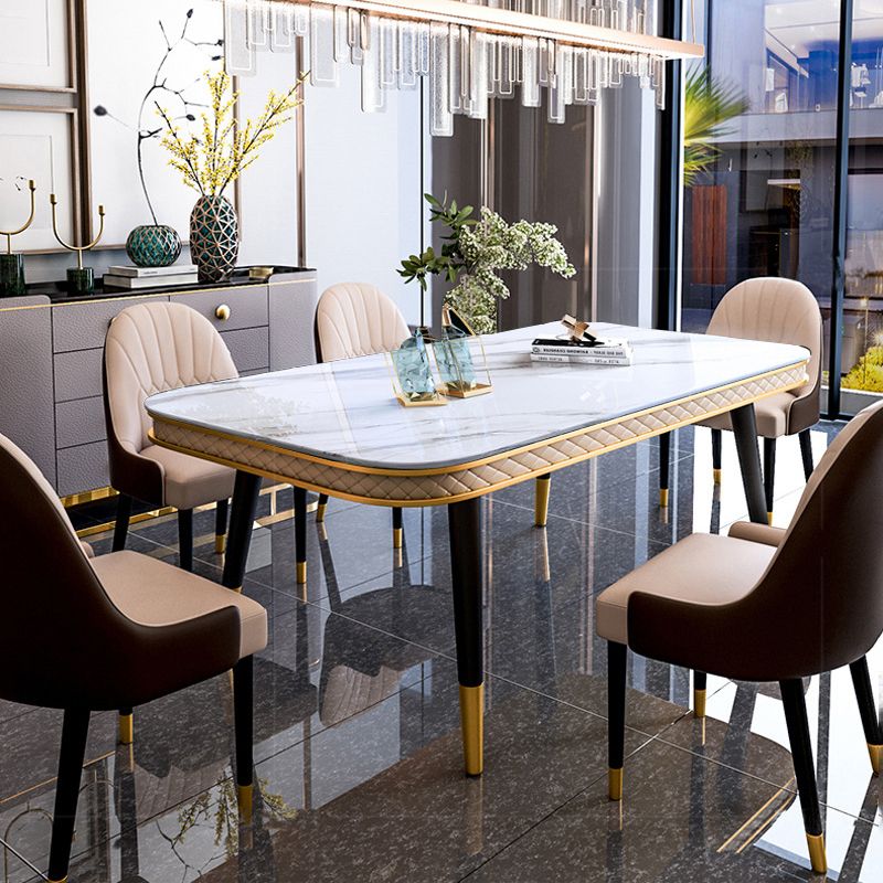 Mesa de comedor rectangular de lujo tradicional Mesa de piedra sinterizada con 4 patas