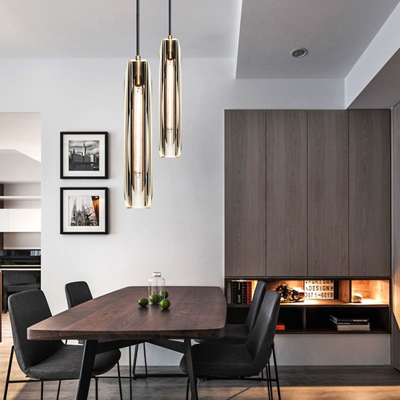 Crystal Pendante Light Contemporary Smoke Grey Pendant lampe pour le salon