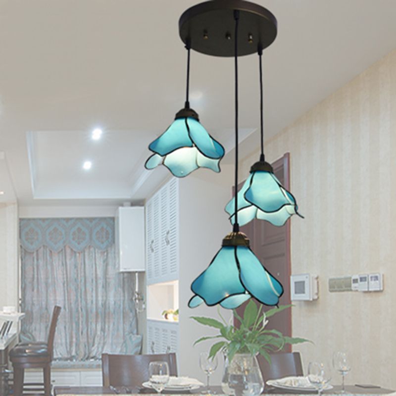 Lotus Stained Glass Pendant Lighting Fixture Tiffany Style Suspended Lighting Fixture