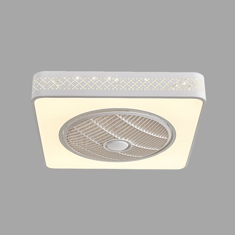 21.5 "W Acryl Wit Semi Flush Mount Lighting Square LED Hedendaags plafondventilator Licht, 4 messen