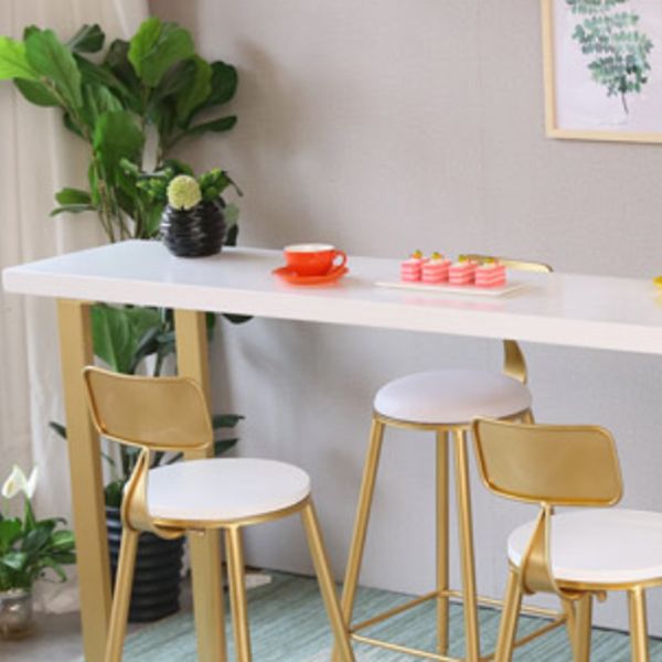 Glam Style Rectangle Bar Table Solid Wood Bar Dining Table with Sled Base