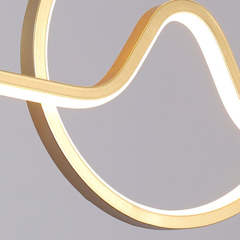 Linear Shape Chandelier Lighting Modern Style Metal 1 Light Island Lamp in Gold/Black