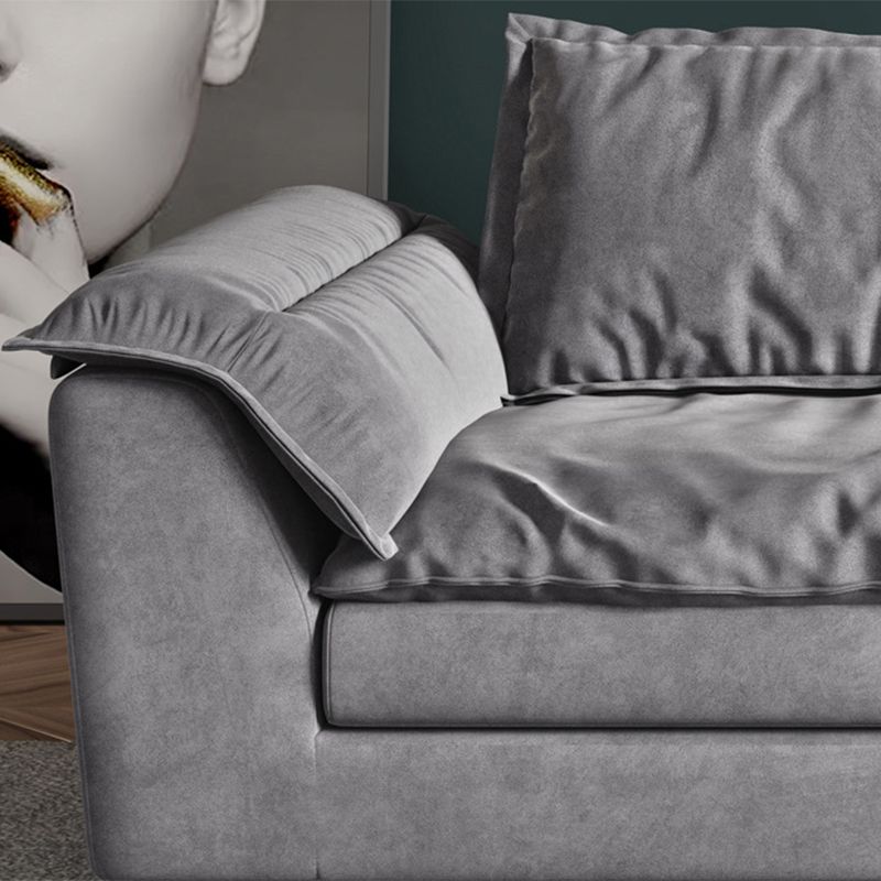Modern Fabric Sofa with 2 Pillows Flared Arm Living Room Seating