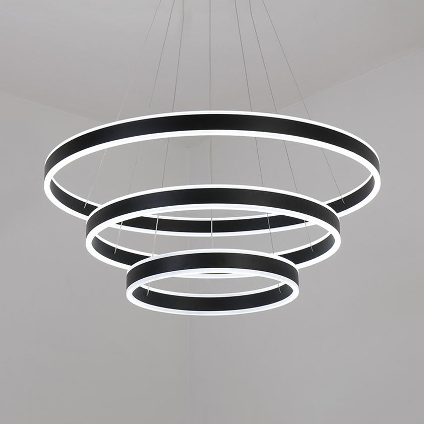 Zwart/bruine ring plafond hanger eigentijds 2/3/4 lichten acryl led kroonluchter in warm/wit licht