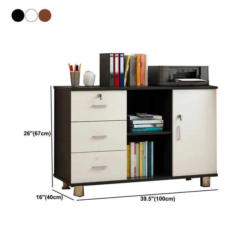 Modern Side Cabinet Wooden Accent Cabinet with 1 Door and 3 Drawers