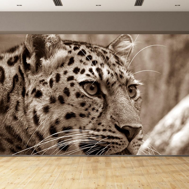 Customized Leopard Portrait  Mural Stain Resistant Wall Art for Bedroom