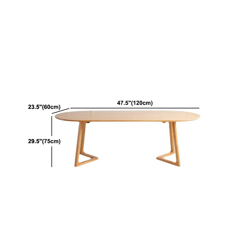 Modern Pine Wood Table for Restaurant Oval Table with Two Wood Pedestal