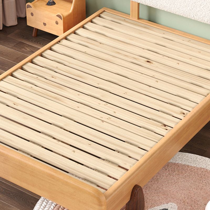 Natural Upholstered Bed Frame Modern Crow Shaped Heaboard Standard Bed