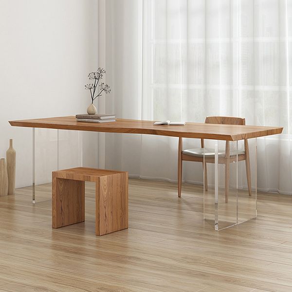 Rectangle Double Pedestal Dining Table Modern Wood Table for Dining Room