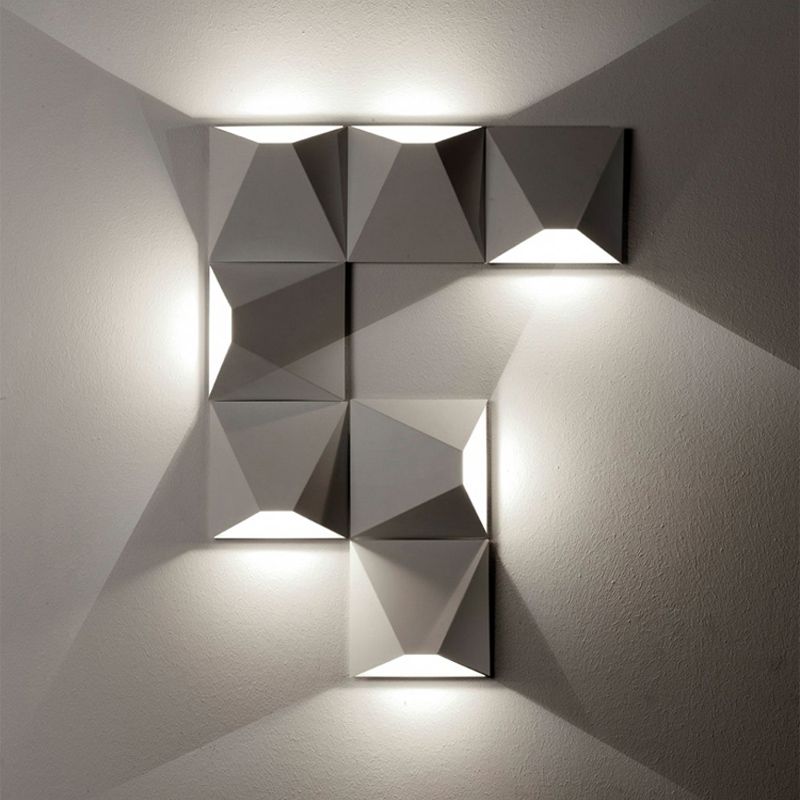 Luces de pared de pared geométricas de aluminio estilo moderno de 1 luces de pared