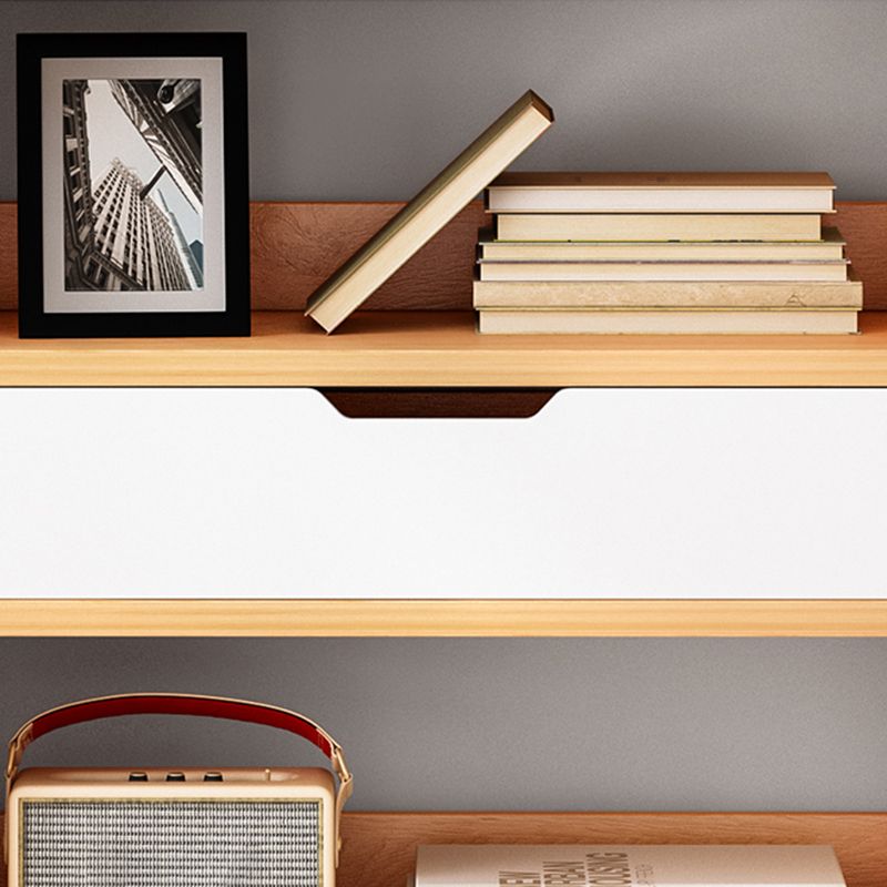 Modern Standard Open Bookshelf Engineered Wood Bookcase with Drawer Storage