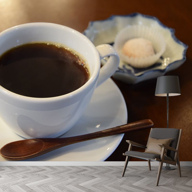 Donkere kleur koffie muurschildering behang hedendaagse schimmelbestendige winkeldecoratie