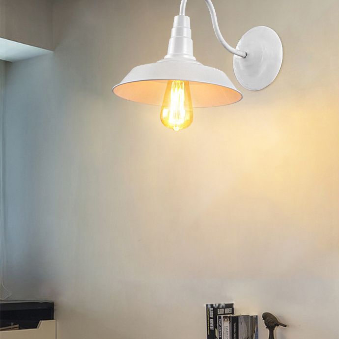 Metal Barn Shade Wall Light Industrial 1 Light  Gooseneck Arm for Stairs Pathway Farmhouse