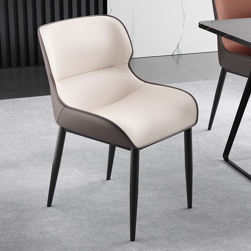 Arm Wingback Parsons Chair Industrial Style Faux Leather Dining Chairs