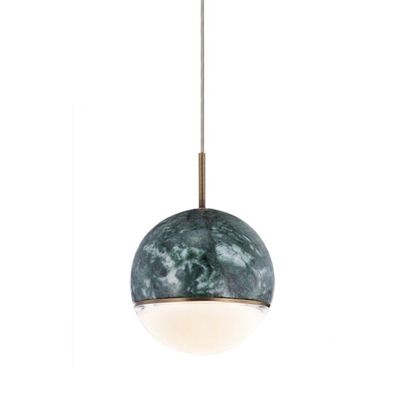 Marble Globe Hanging Light Fixture Postmodern Dining Room LED Pendant Light