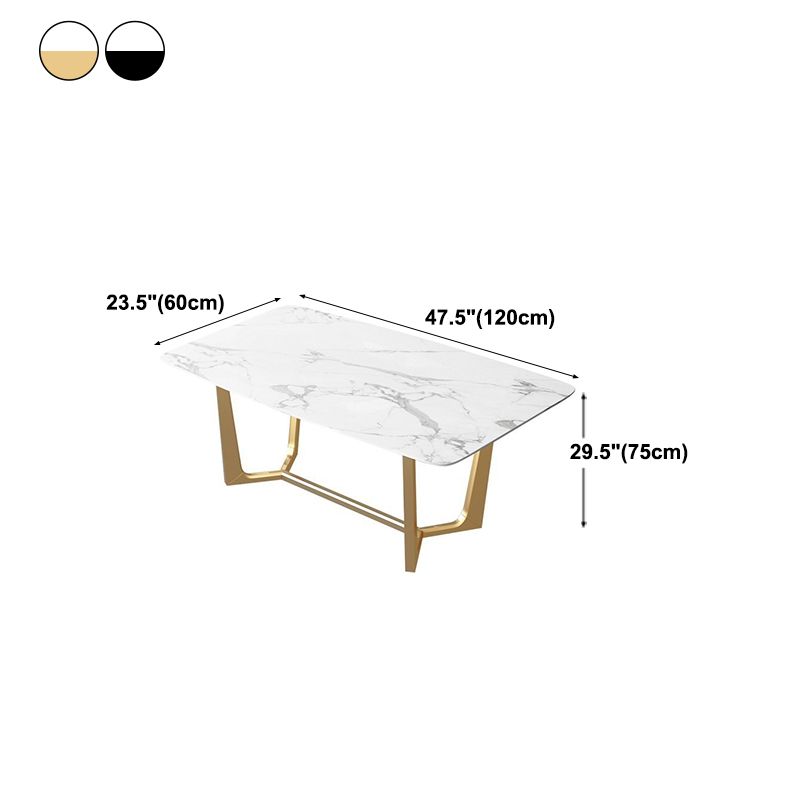Traditional Luxury Dining Table Sintered Stone Table with Gold Frame for Home