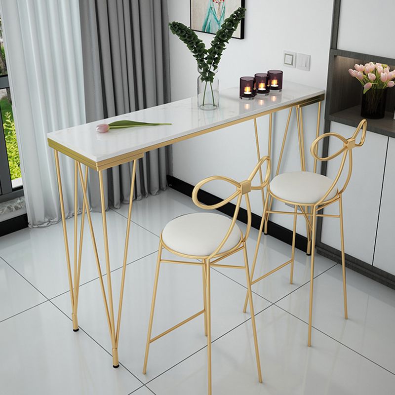 Glam Style Faux Marble Bar Counter Table Rectangle Bar Counter Table