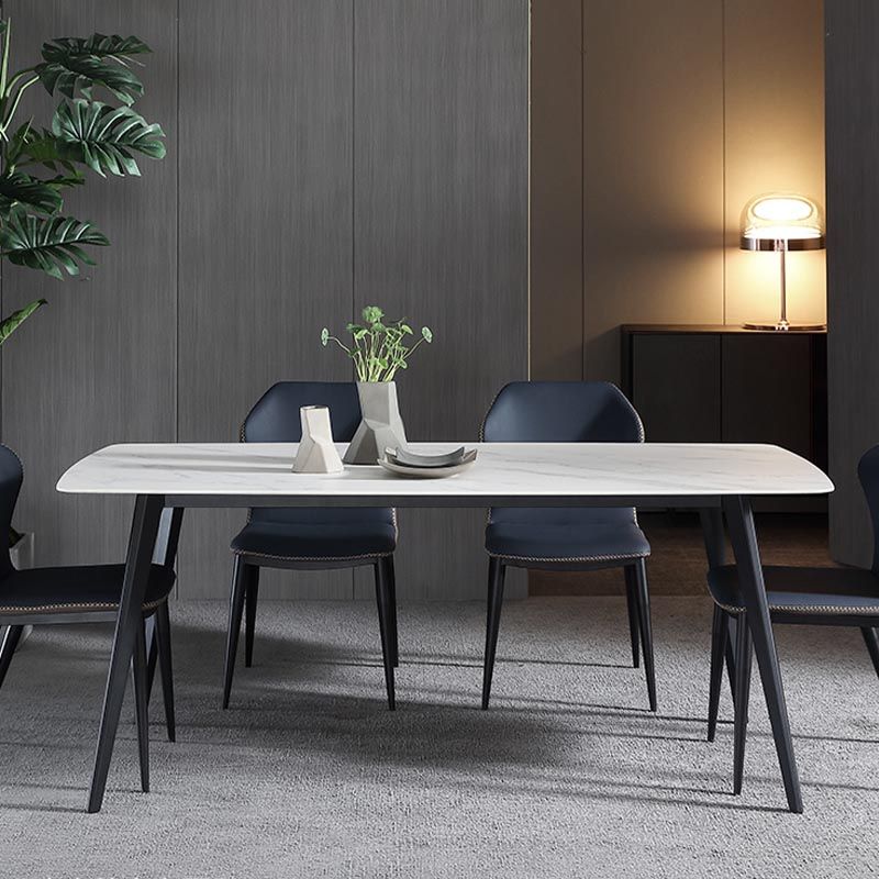 Rectangle Industrial Stone Table Standard Height Kitchen Room Table with 4 Legs