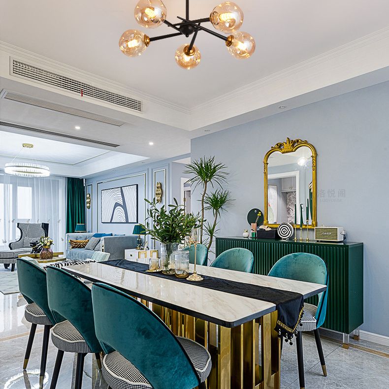 Multi -Hellglas -Ballkugel Kronleuchter hell schwarz schmiedeeisernlampen Körper moderne schicke Licht für Wohnzimmer