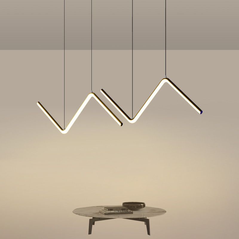 Minimalist Z Shaped Hanging Pendant Light Aluminum Restaurant LED Suspension Light Fixture