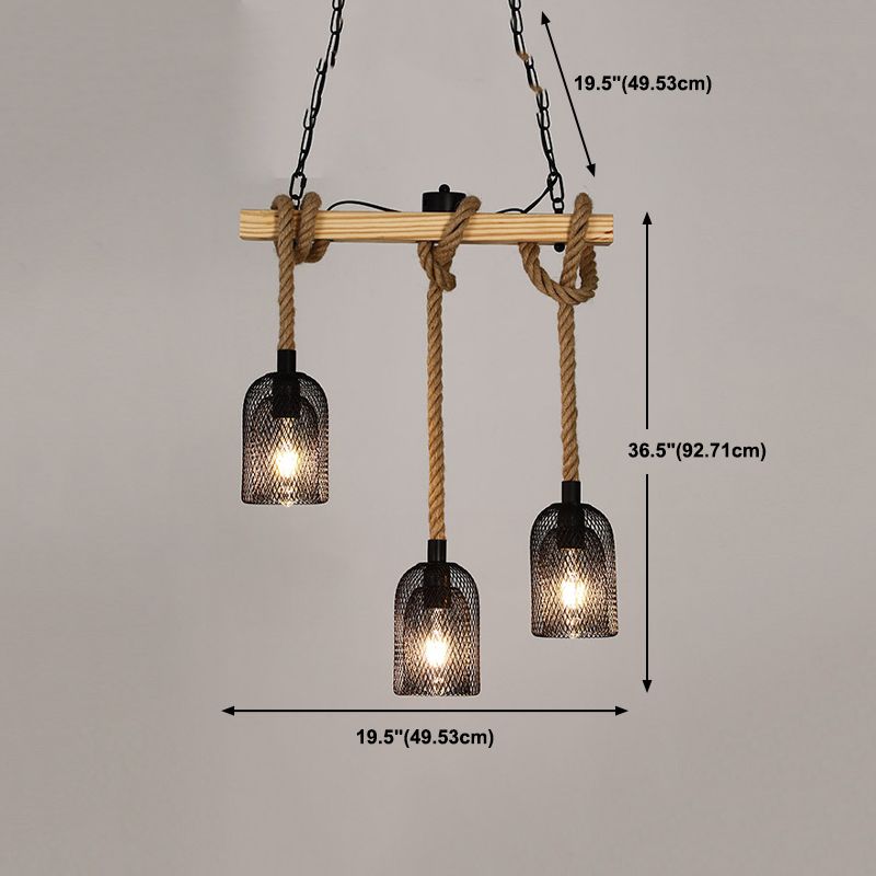 Industrial Island Light Fixtures Rope Multiple-Light Island Pendant Lights