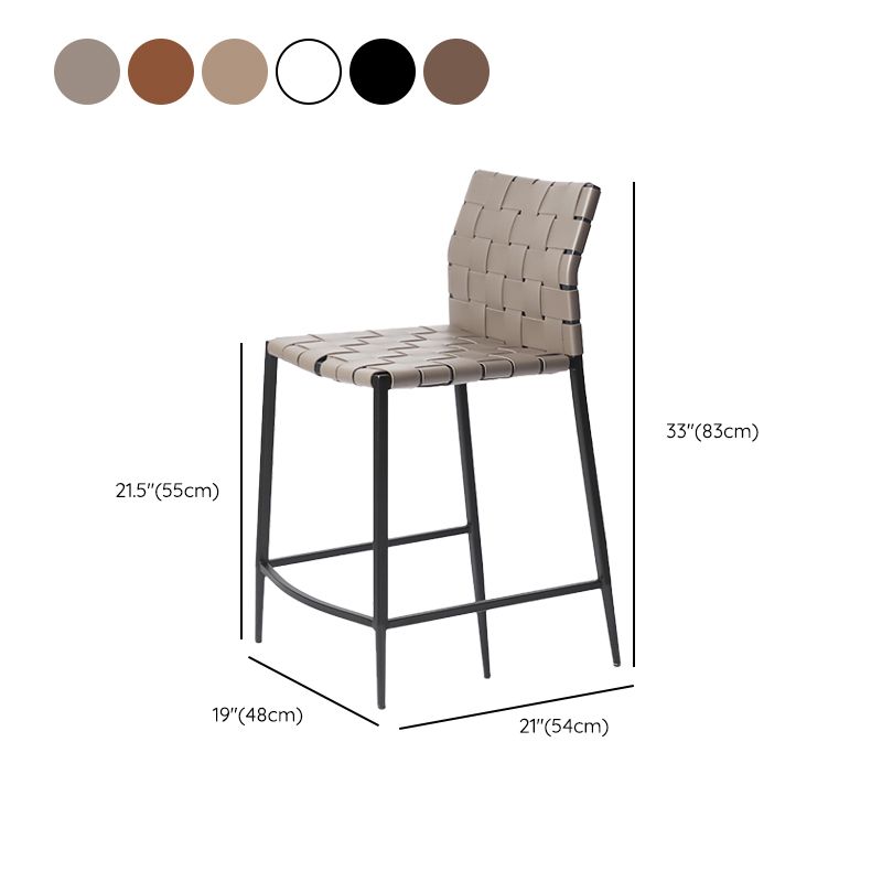Faux Leather Bar Stools Low Back Dining Stools with Metal Base