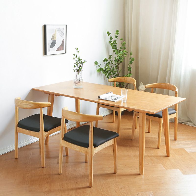 Natural Finish Pine Wood Dining Set 1/2/3/5/7 Pieces Modern Dinette Set